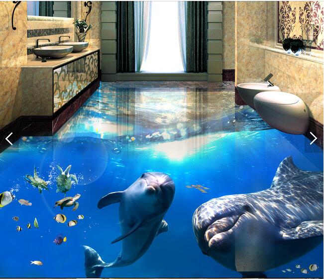 fond d'écran lantai 3d,mammifère marin,loisir,biologie marine,piscine,dauphin