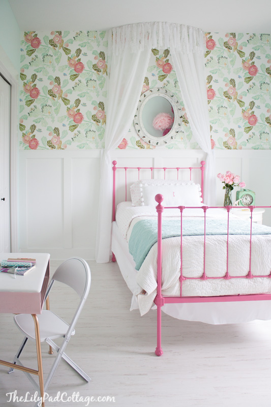 girls floral wallpaper,product,room,pink,furniture,bed