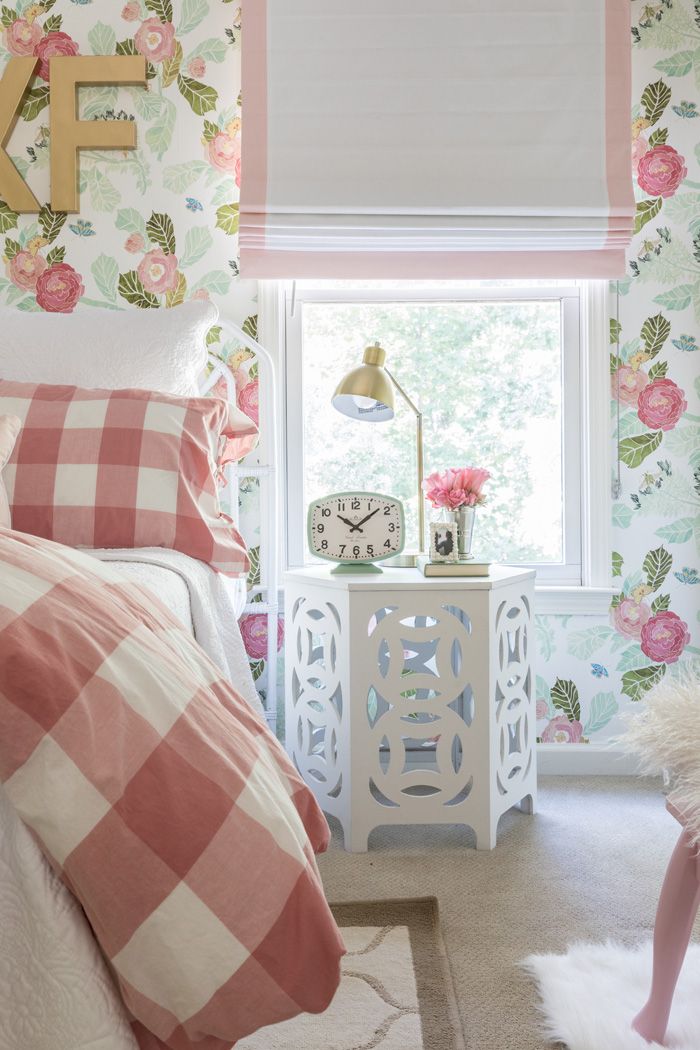 girls floral wallpaper,pink,room,interior design,furniture,wallpaper