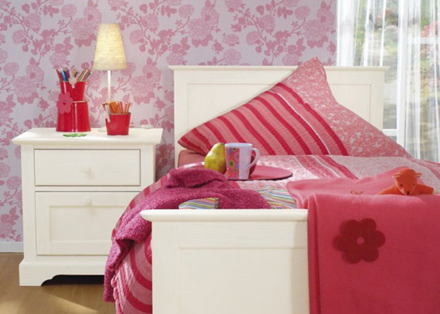 kids pink wallpaper,pink,bedroom,furniture,product,bed