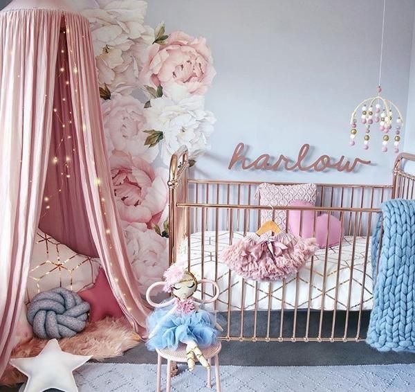baby girl bedroom wallpaper,product,pink,bed,room,infant bed