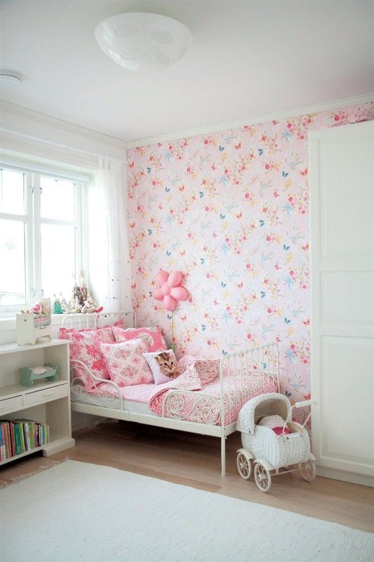 papier peint chambre bébé fille,meubles,chambre,rose,lit,propriété
