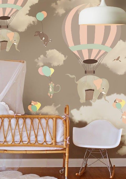 elephant wallpaper for nursery,product,room,wall,wallpaper,infant bed