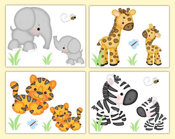 carta da parati elefante per asilo nido,figura animale,giallo,clipart,natura,giraffidae