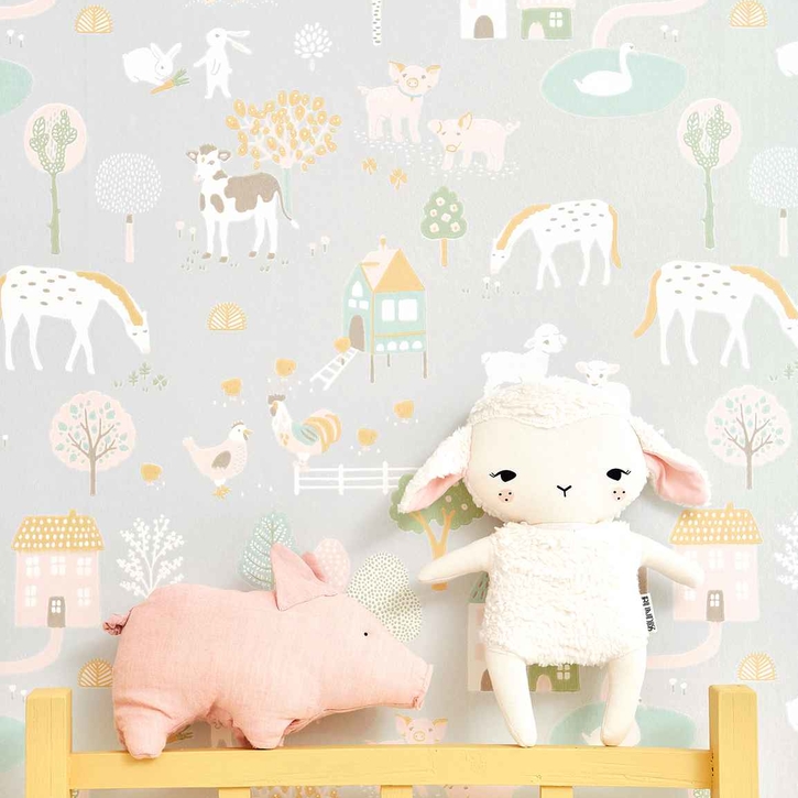 animal nursery wallpaper,wallpaper,pink,pattern,design,room