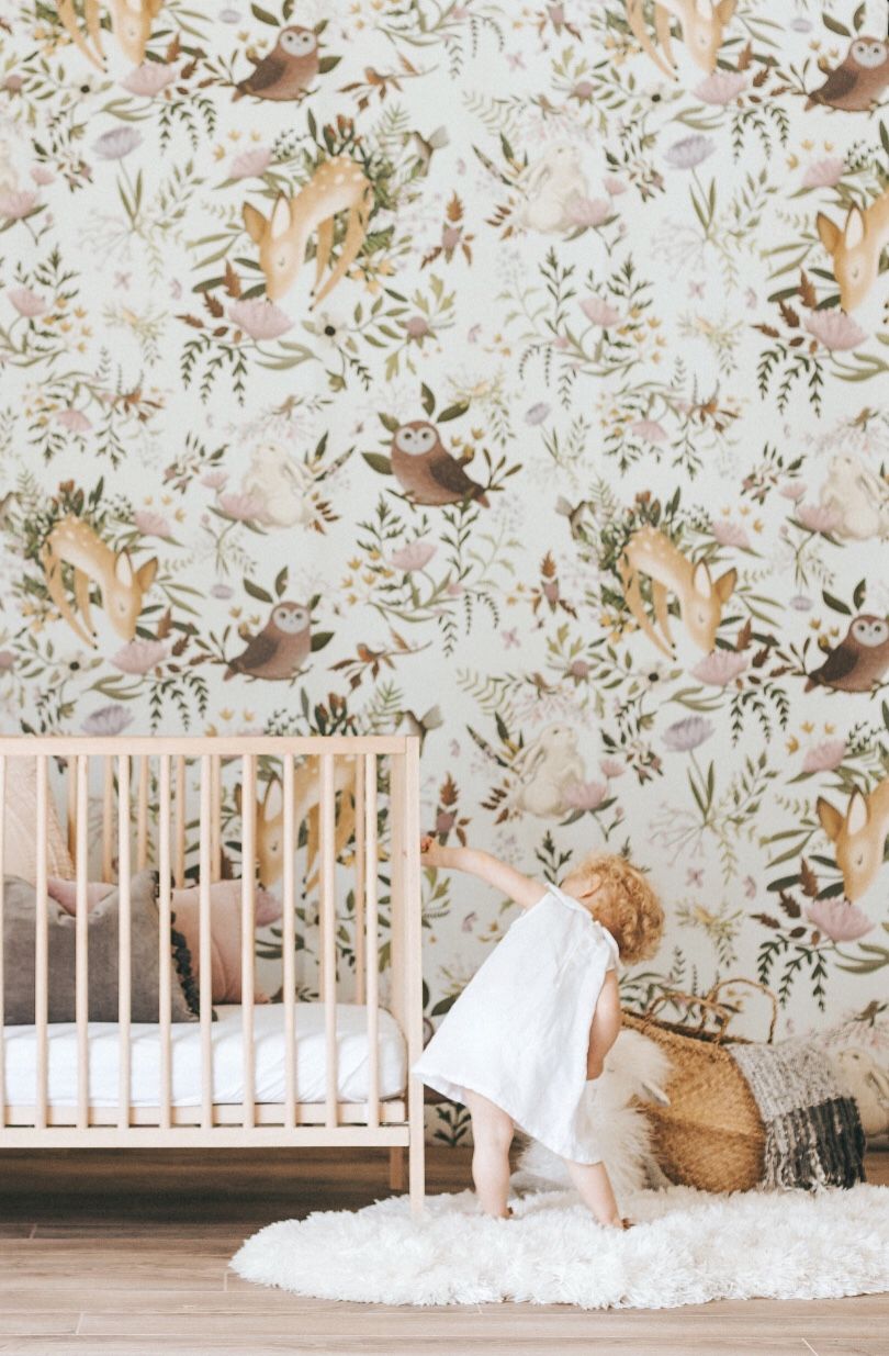 animal nursery wallpaper,product,wallpaper,room,wall,furniture