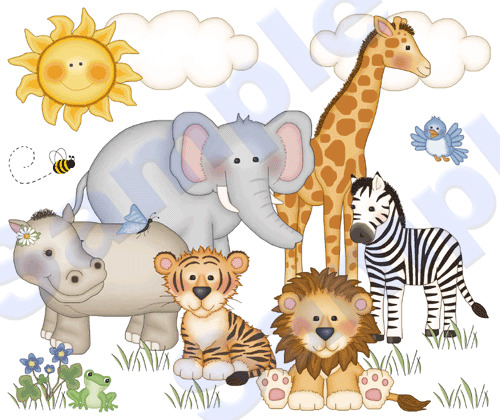 animal nursery wallpaper,animal figure,wildlife,clip art,cartoon,terrestrial animal