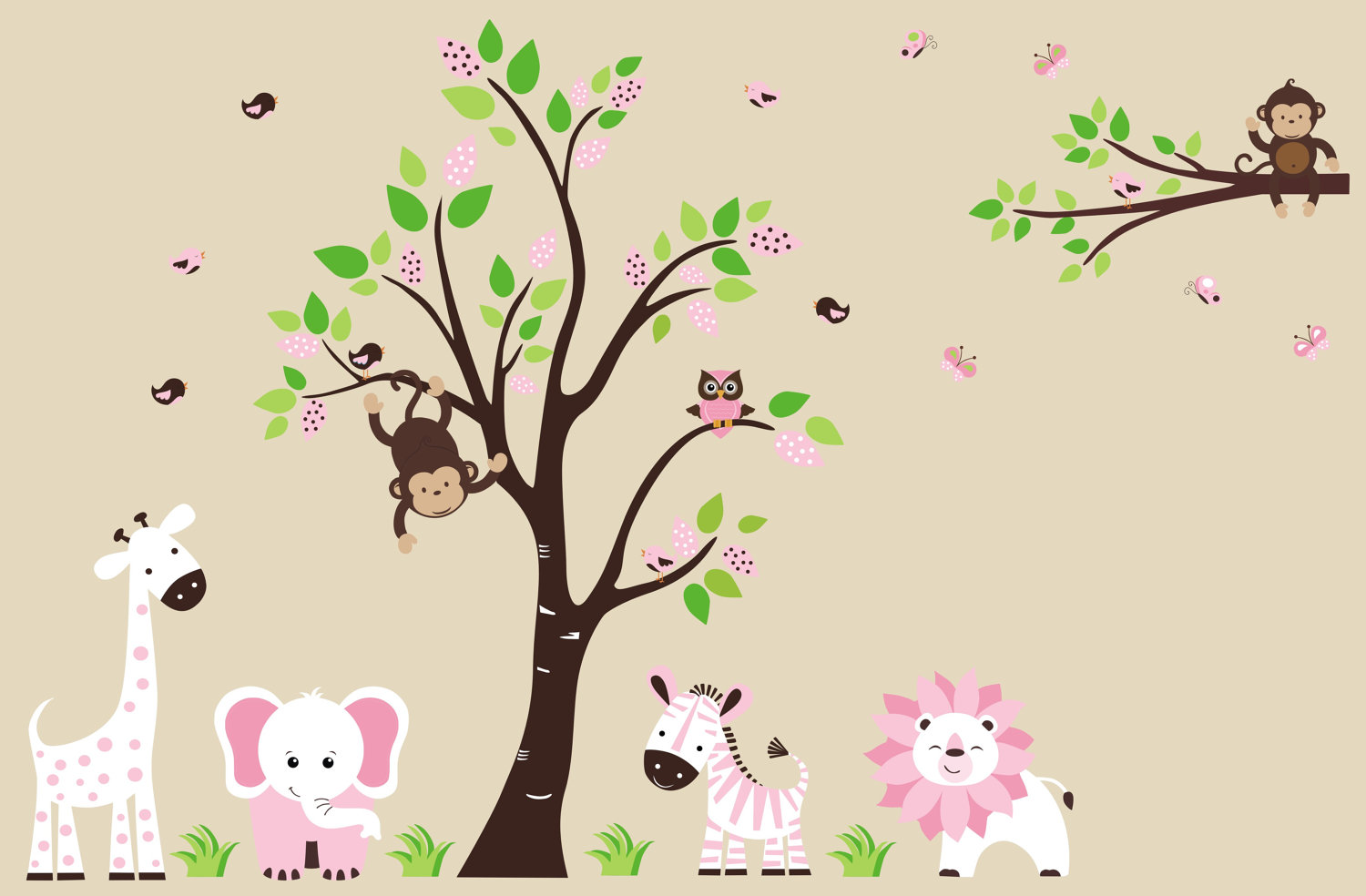 tierkinderzimmer tapete,hintergrund,illustration,baum,pflanze,zimmer