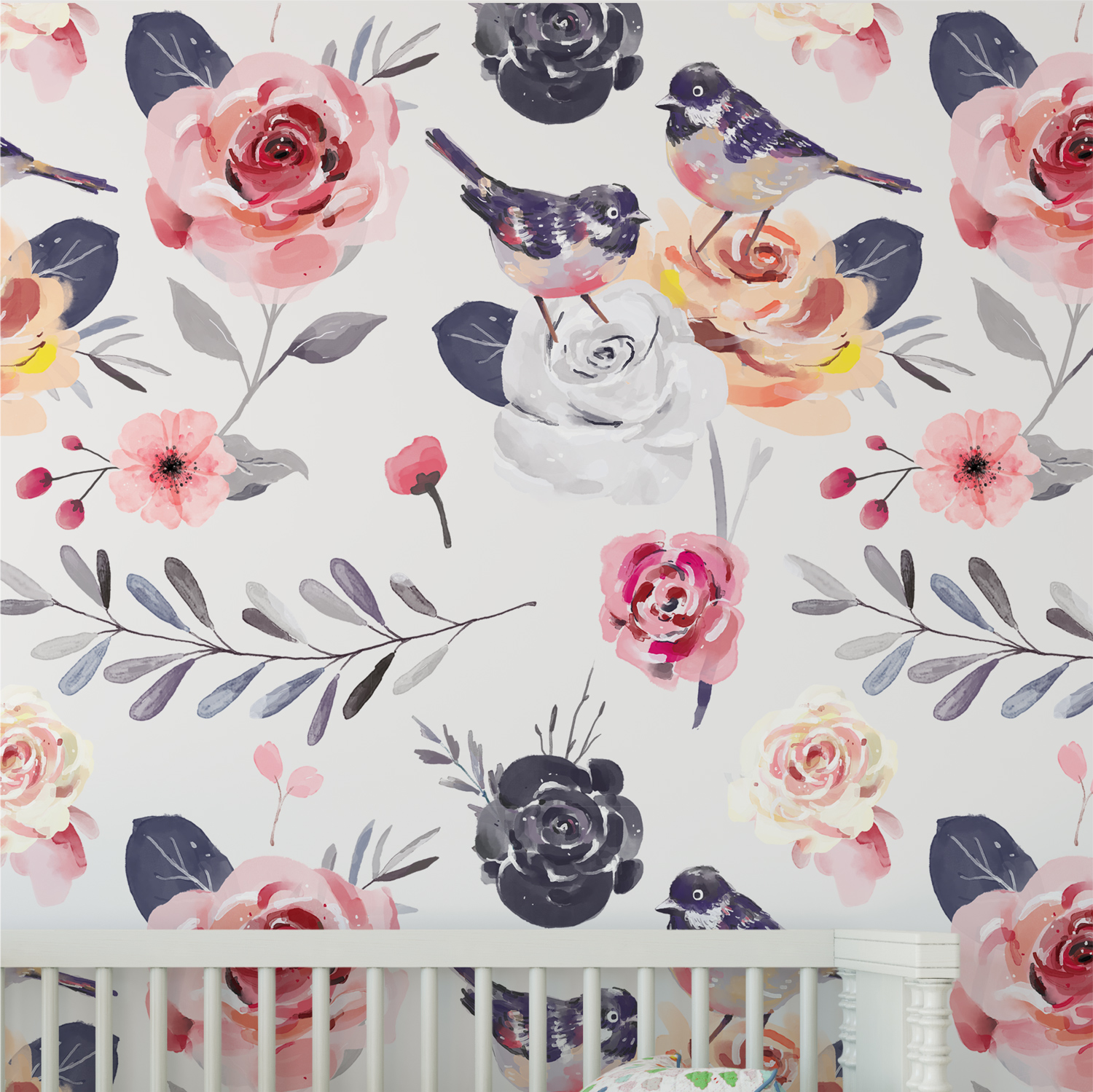 ヴィンテージ保育園の壁紙,ピンク,パターン,ローズ,設計,花柄