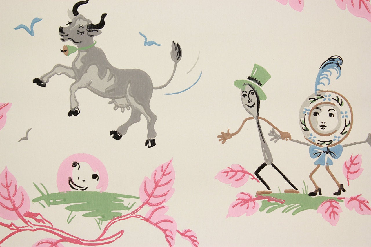 vintage nursery wallpaper,illustration,cartoon,art,drawing,tail