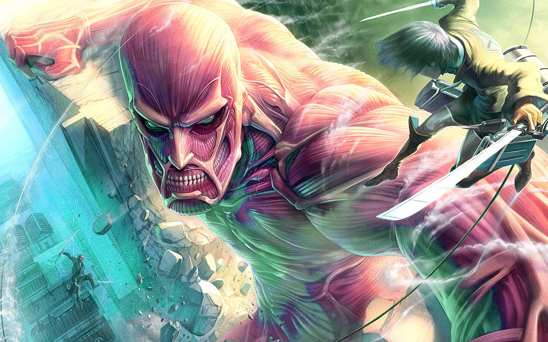 colossal titan wallpaper,fictional character,cg artwork,cartoon,illustration,fiction