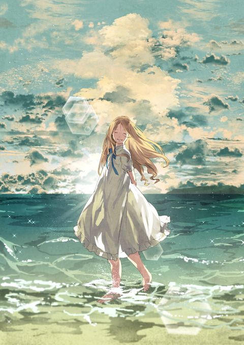 when marnie was there wallpaper,sea,sky,watercolor paint,painting,summer