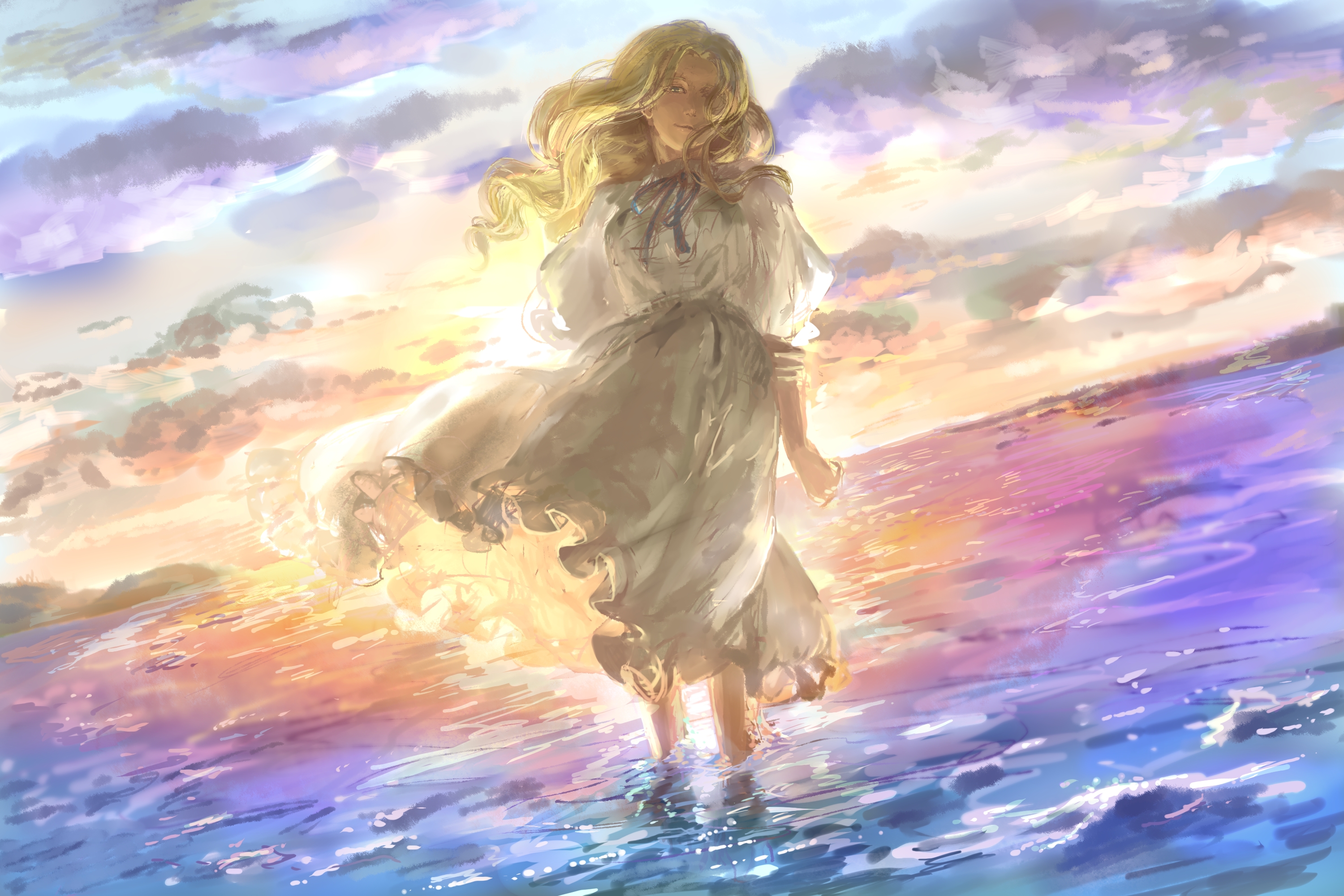when marnie was there wallpaper,cg artwork,sky,watercolor paint,art,painting