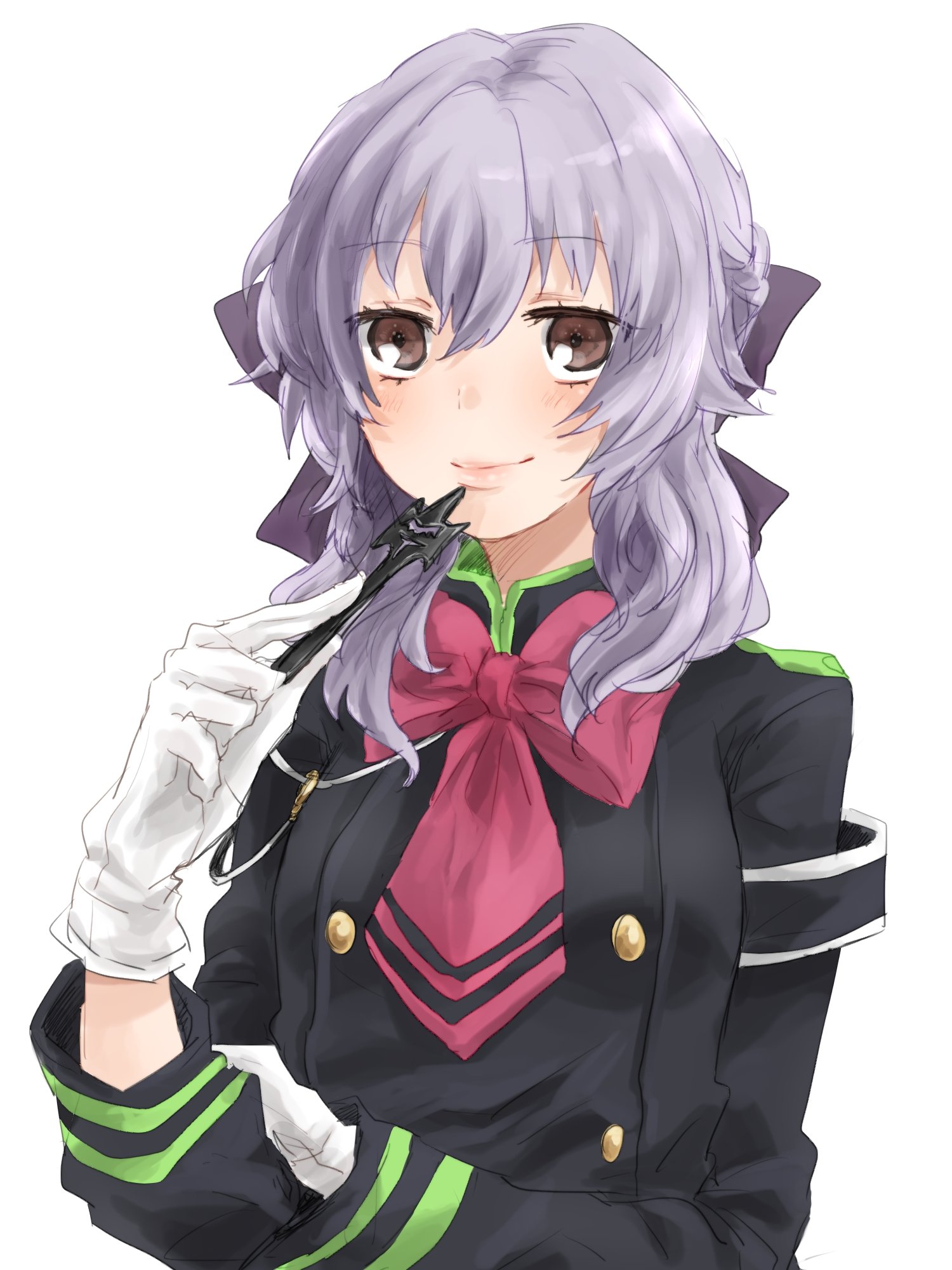 fond d'écran shinoa hiiragi,dessin animé,anime,cheveux noirs,coupe hime,personnage fictif