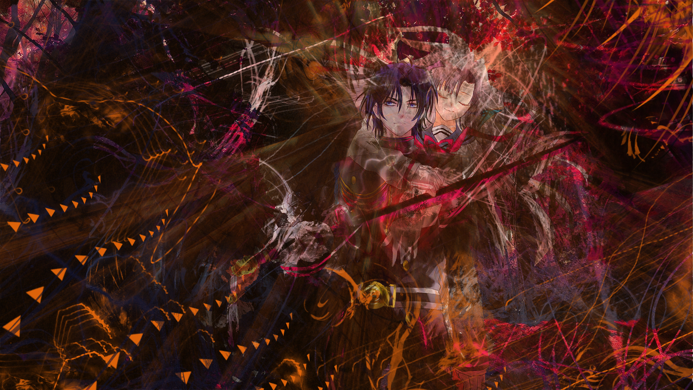 seraph of the end wallpaper,cg artwork,demon,purple,graphic design,illustration