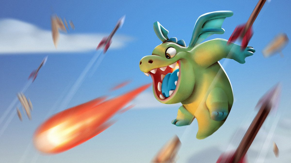 clash royale wallpaper,cartoon,animated cartoon,fictional character,animation,dragon