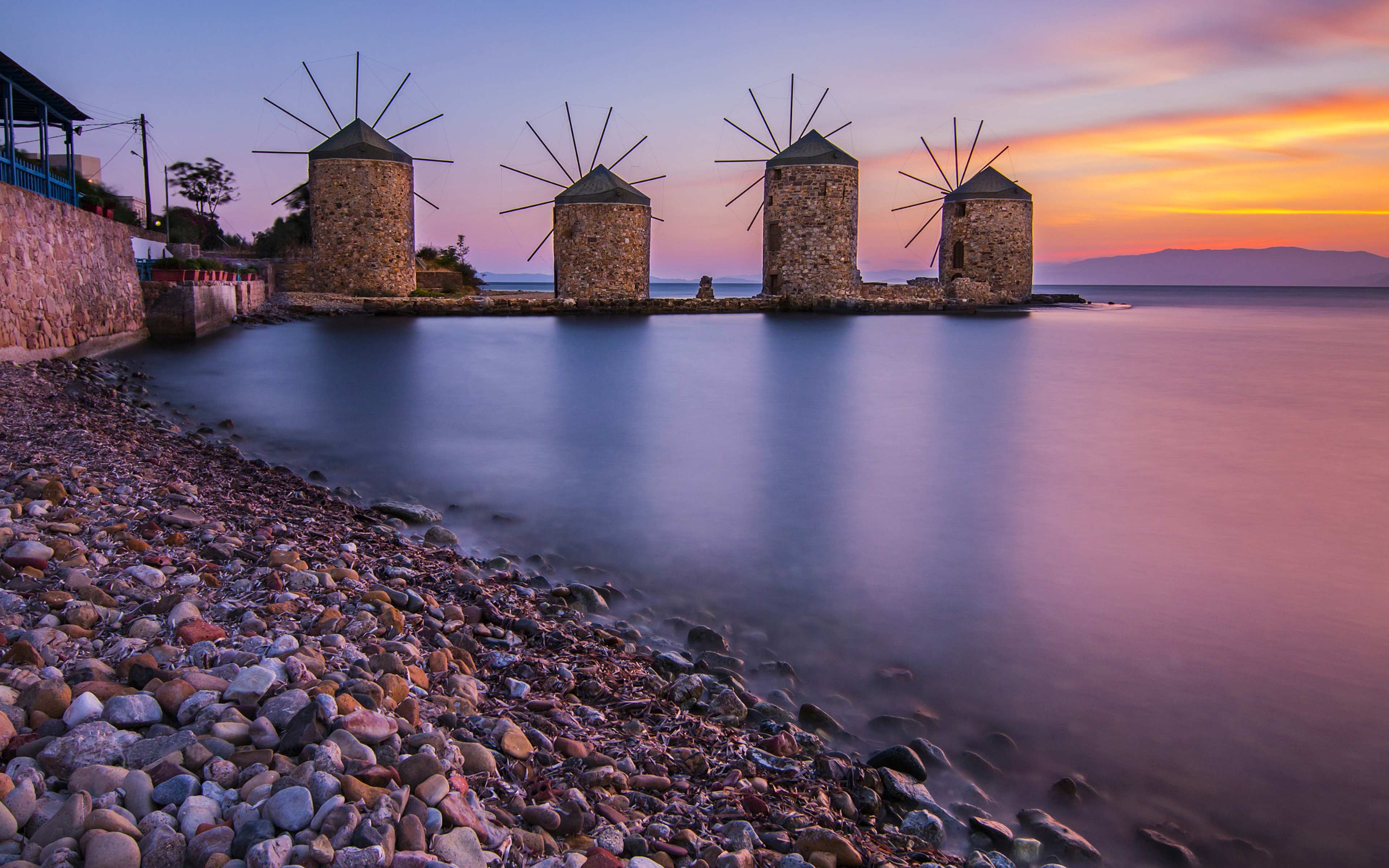 tapete hd 4k,windmühle,himmel,ufer,wasser,natürliche landschaft