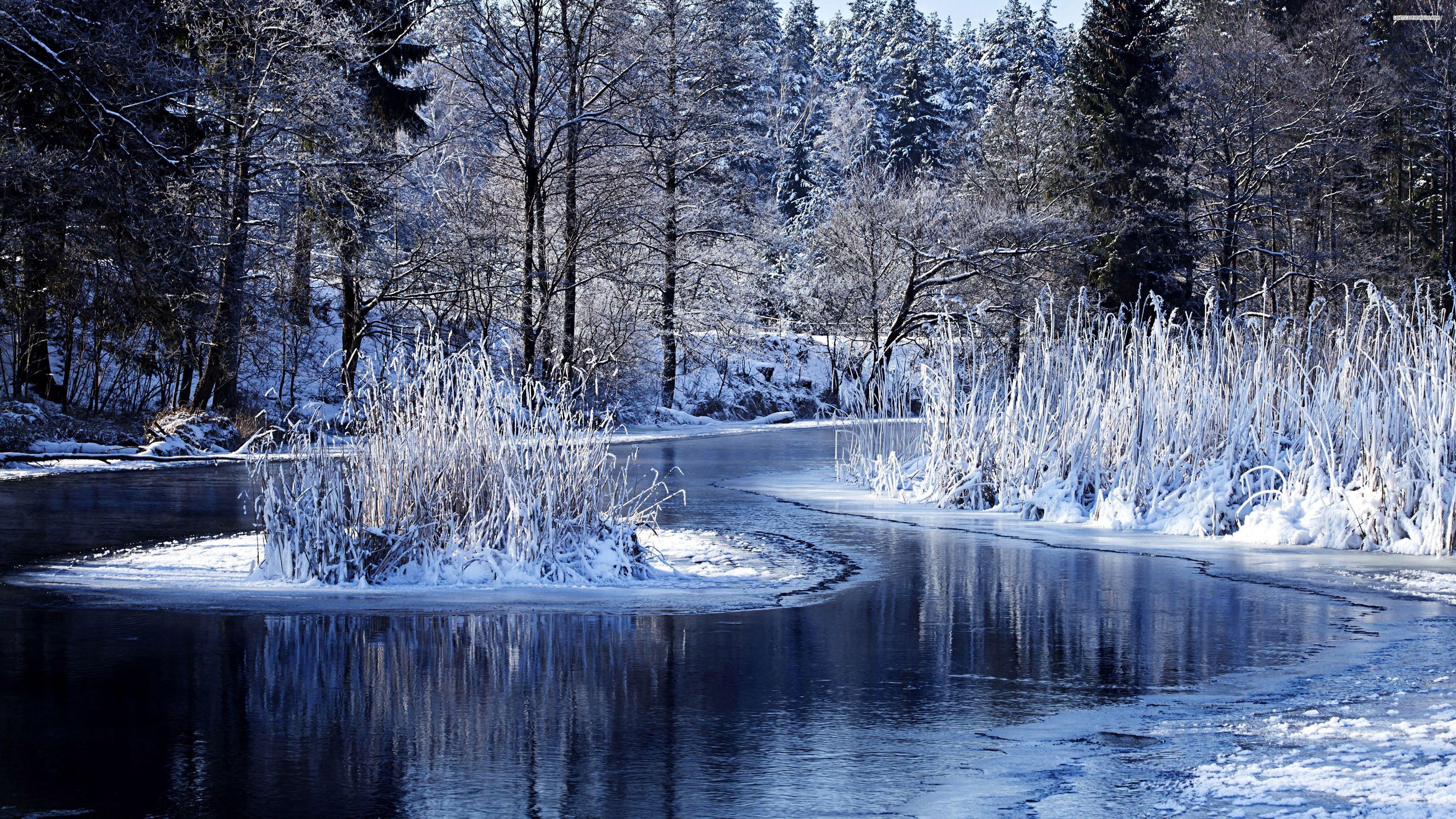 4k sfondi ultra hd,inverno,paesaggio naturale,acqua,natura,neve