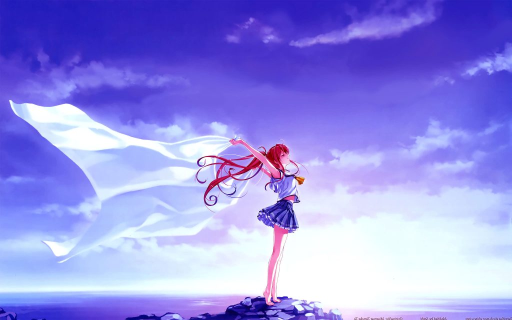 anime mädchen wallpaper,himmel,cg kunstwerk,wolke,erfundener charakter,anime