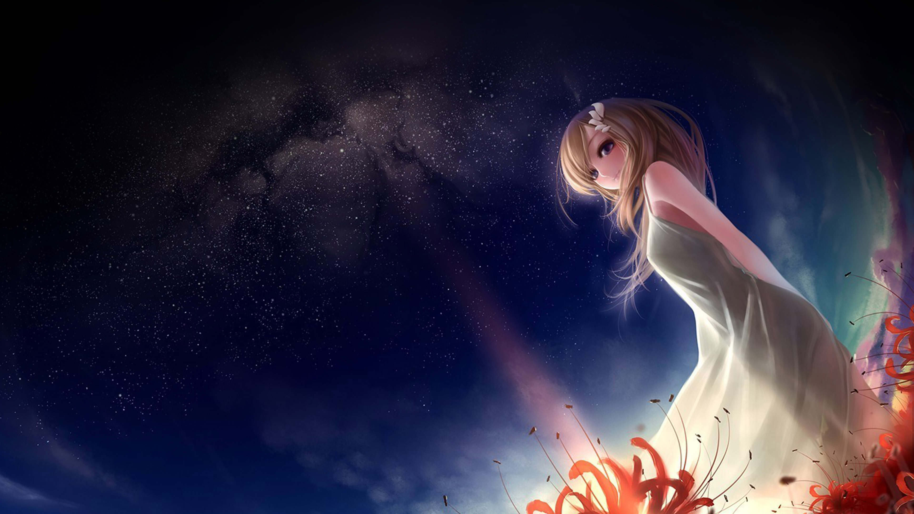 fond d'écran anime girl,ciel,oeuvre de cg,lumière,beauté,atmosphère