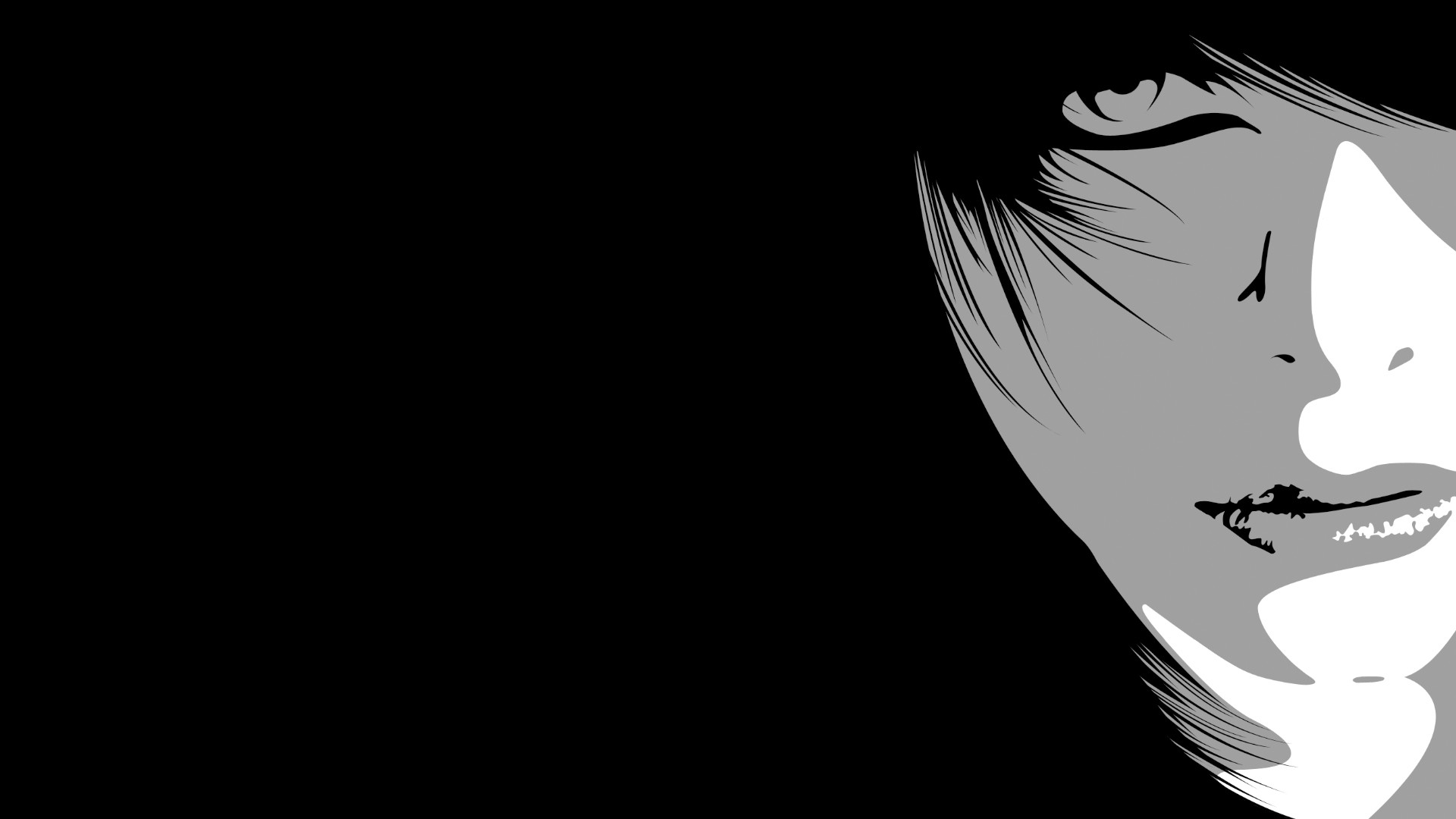 emo wallpaper,face,black,facial expression,head,black and white