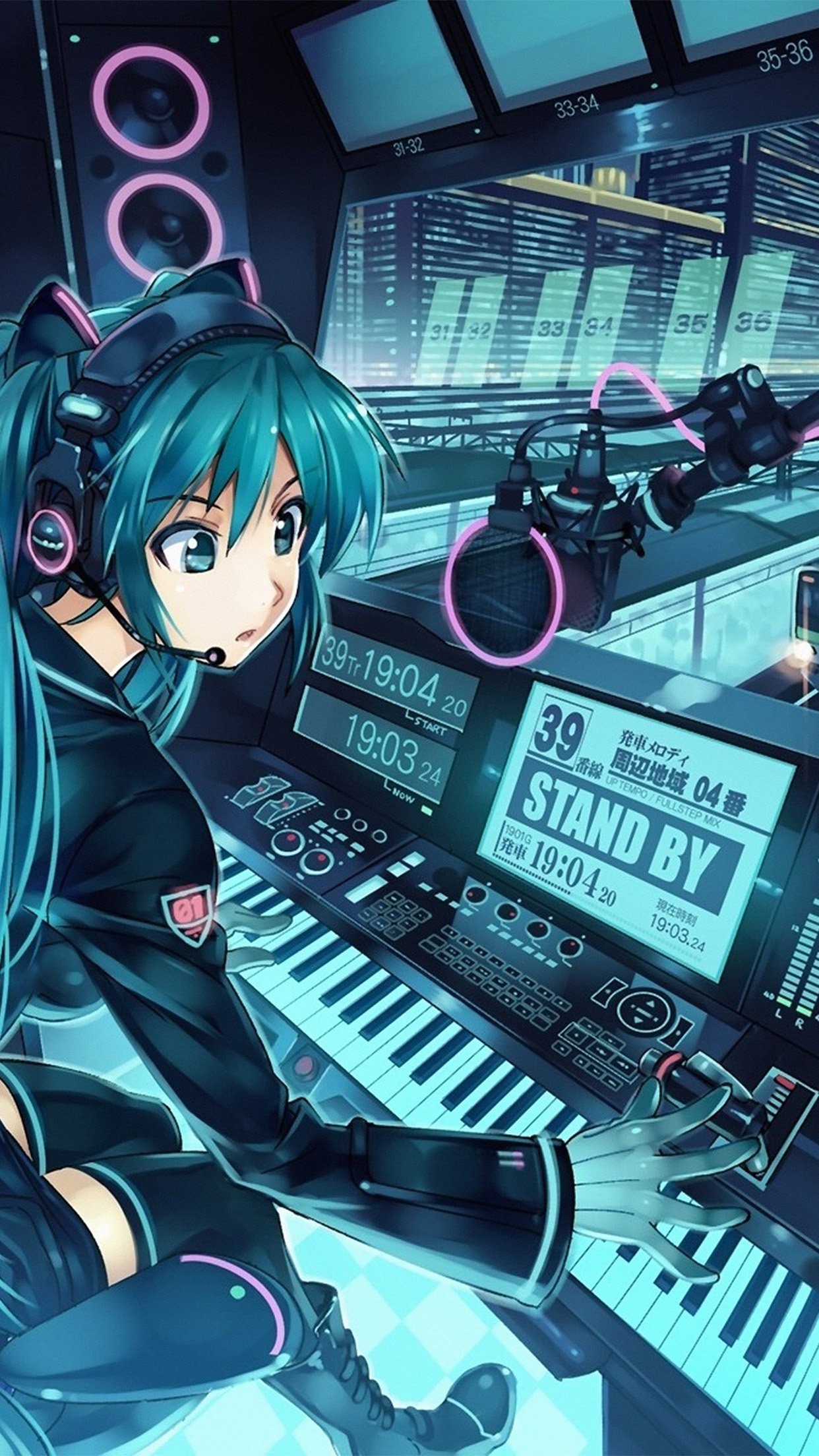 anime girl wallpaper,electronic instrument,anime,technology,keyboard player,musician