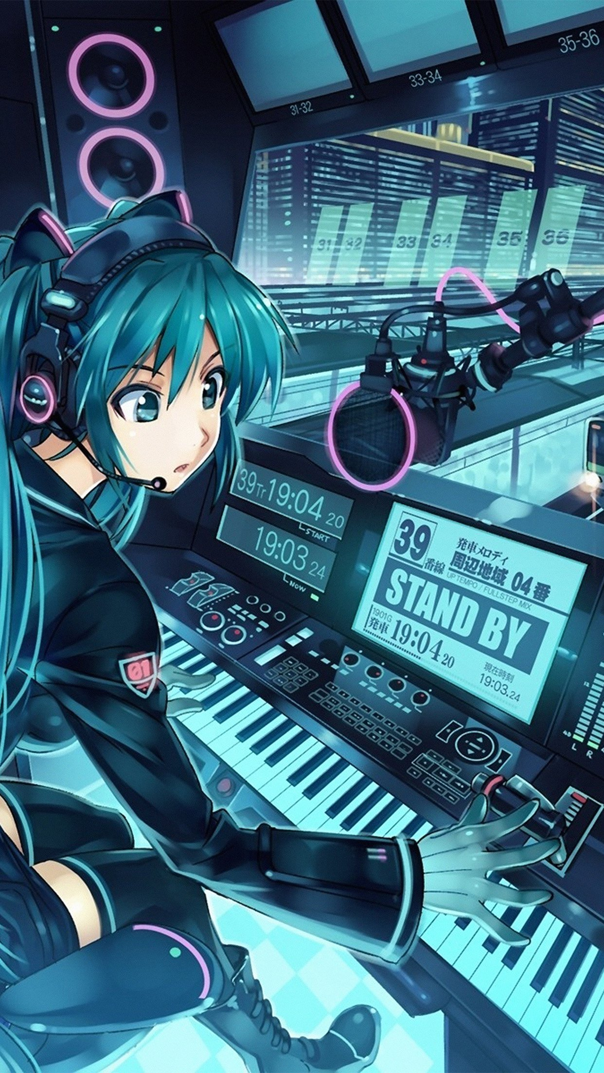 carta da parati anime girl,anime,tecnologia,tastierista,musicista,tastiera musicale