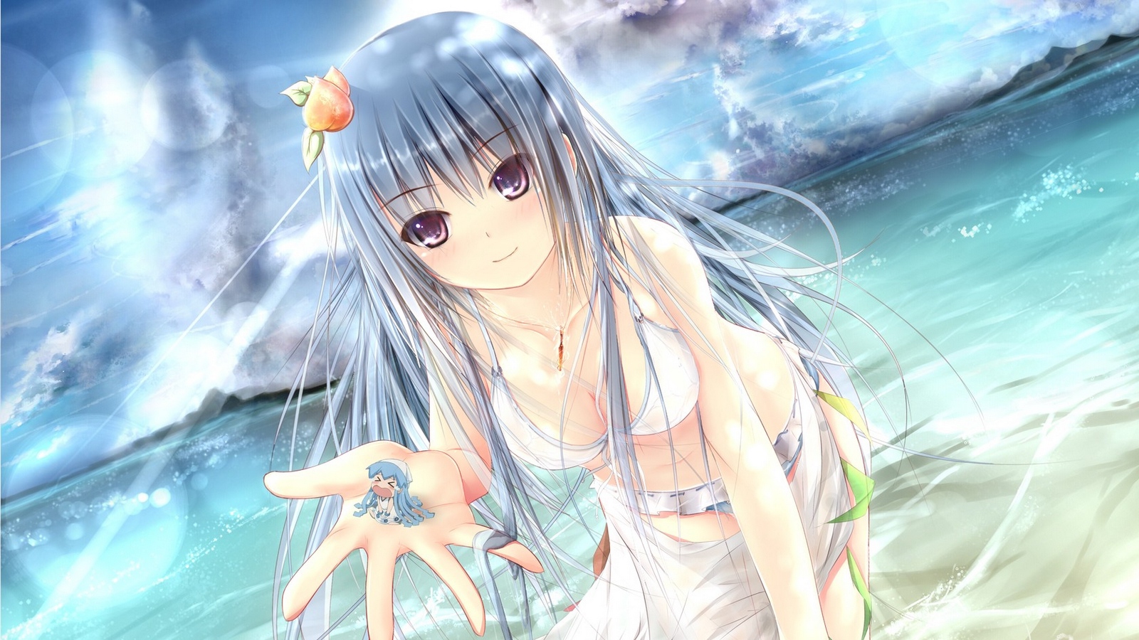 anime girl wallpaper,cg artwork,anime,cartoon,sky,long hair