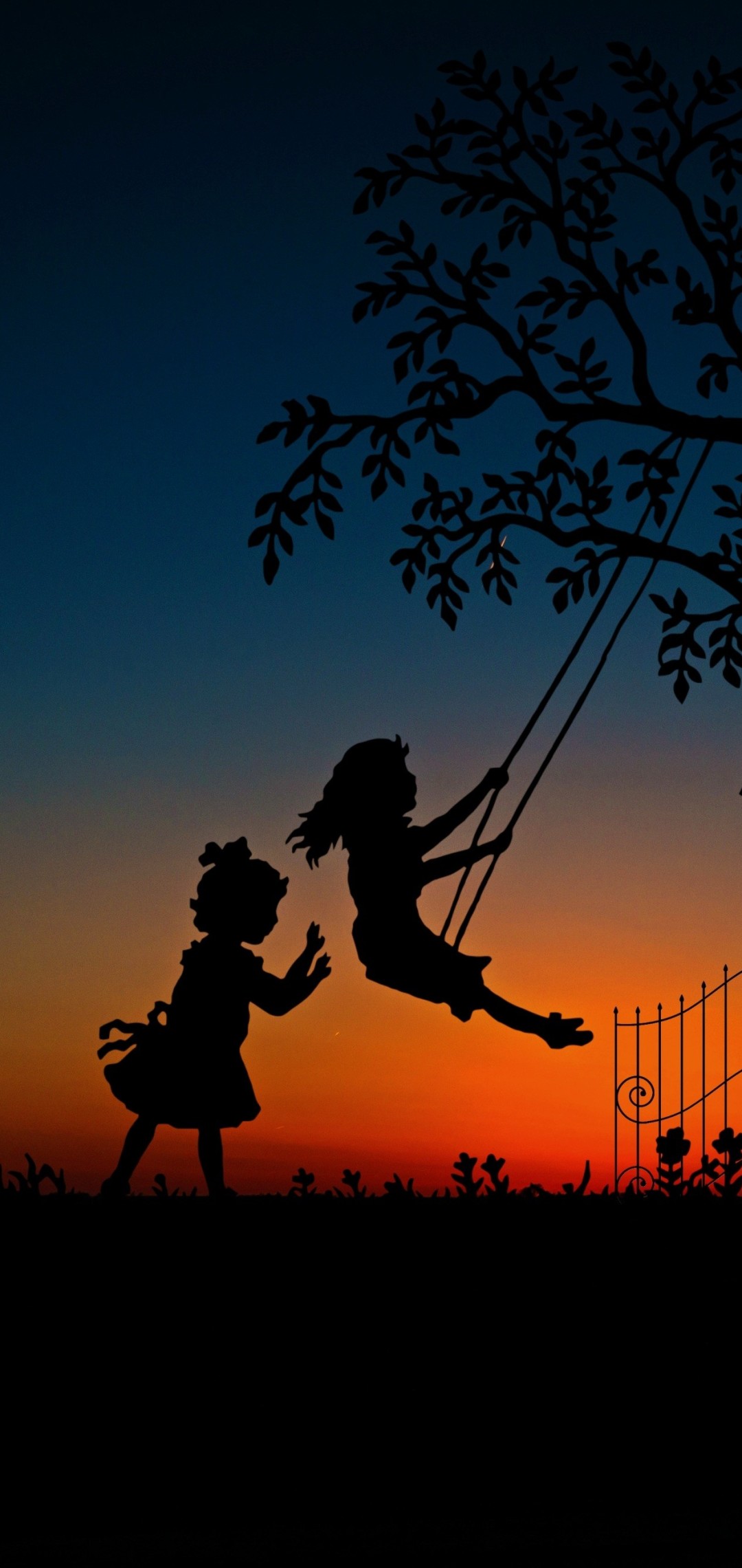 cute iphone wallpapers,sky,swing,silhouette,tree,photography