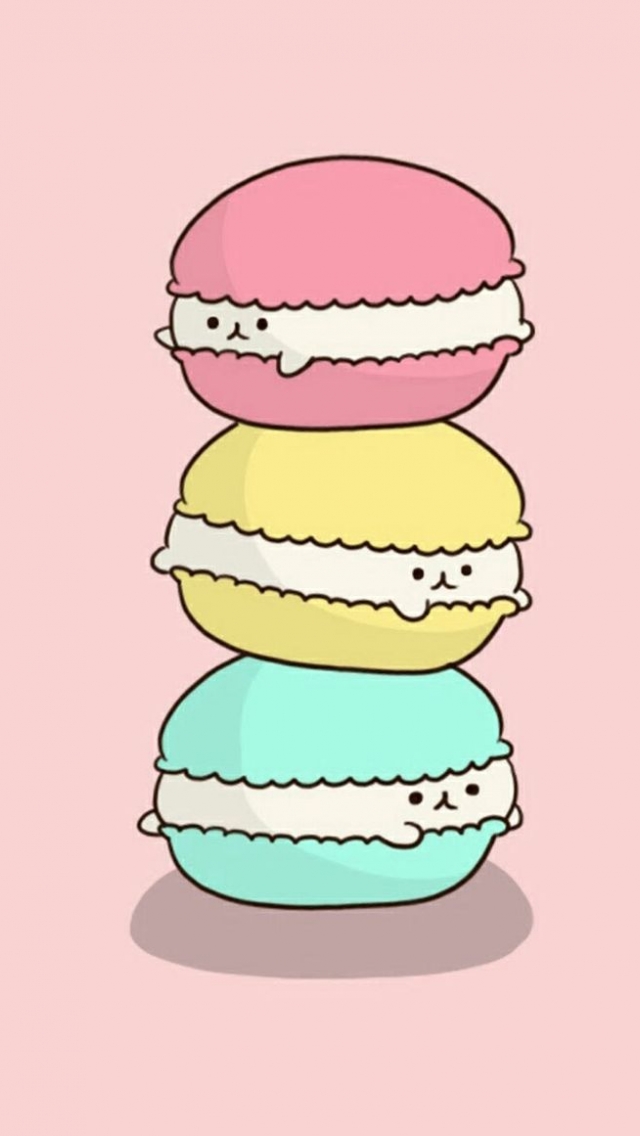 cute iphone wallpapers,macaroon,pink,cartoon,food,line