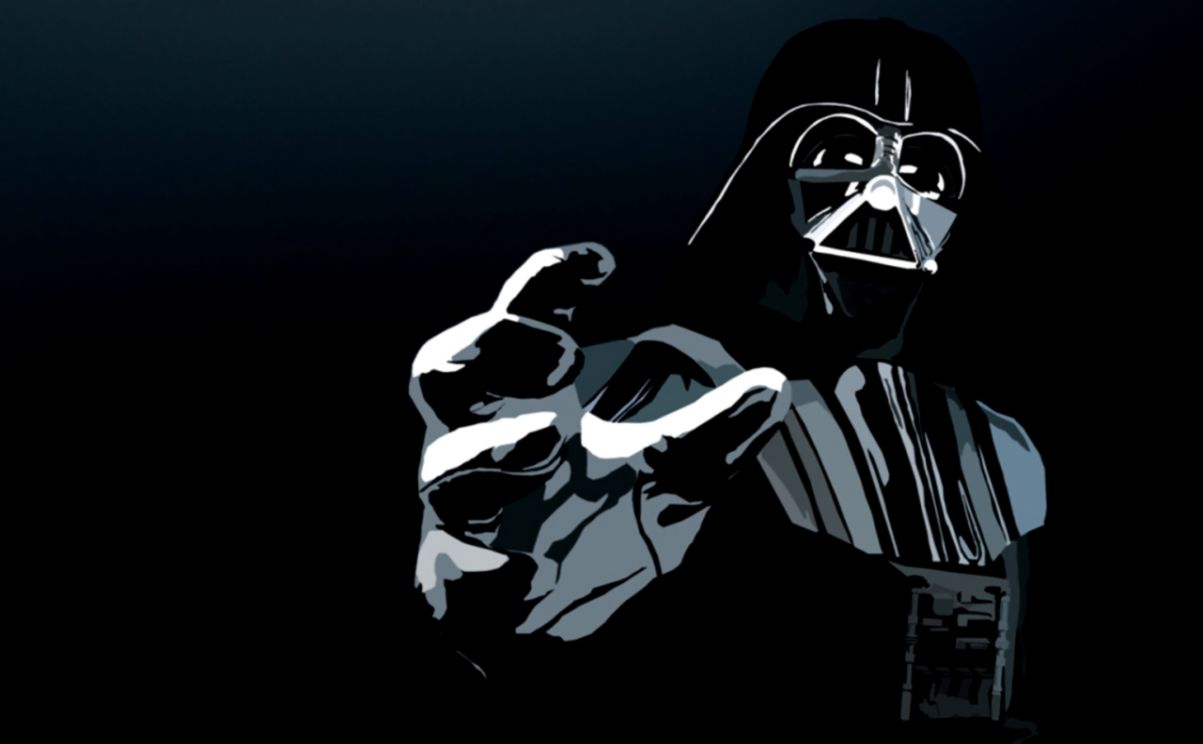 darth vader wallpaper,fictional character,supervillain,font,black and white,illustration