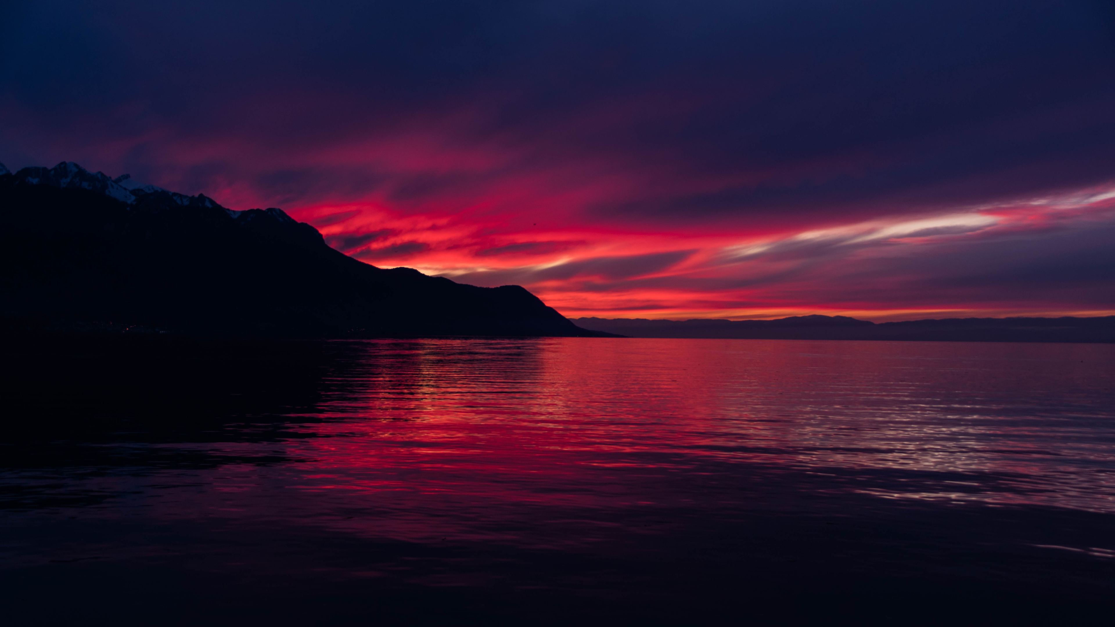 dunkle tapeten hd,himmel,nachglühen,gewässer,horizont,natur