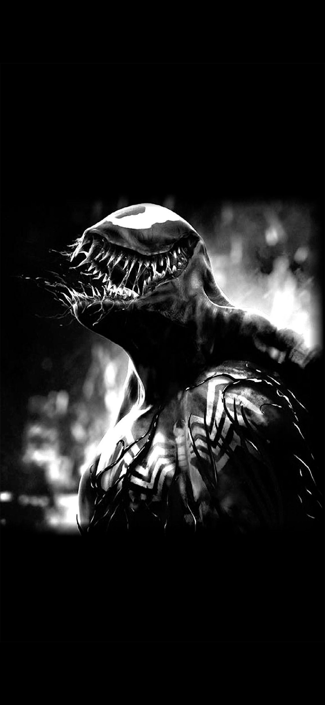 black wallpaper iphone,darkness,fictional character,black and white,venom,photography