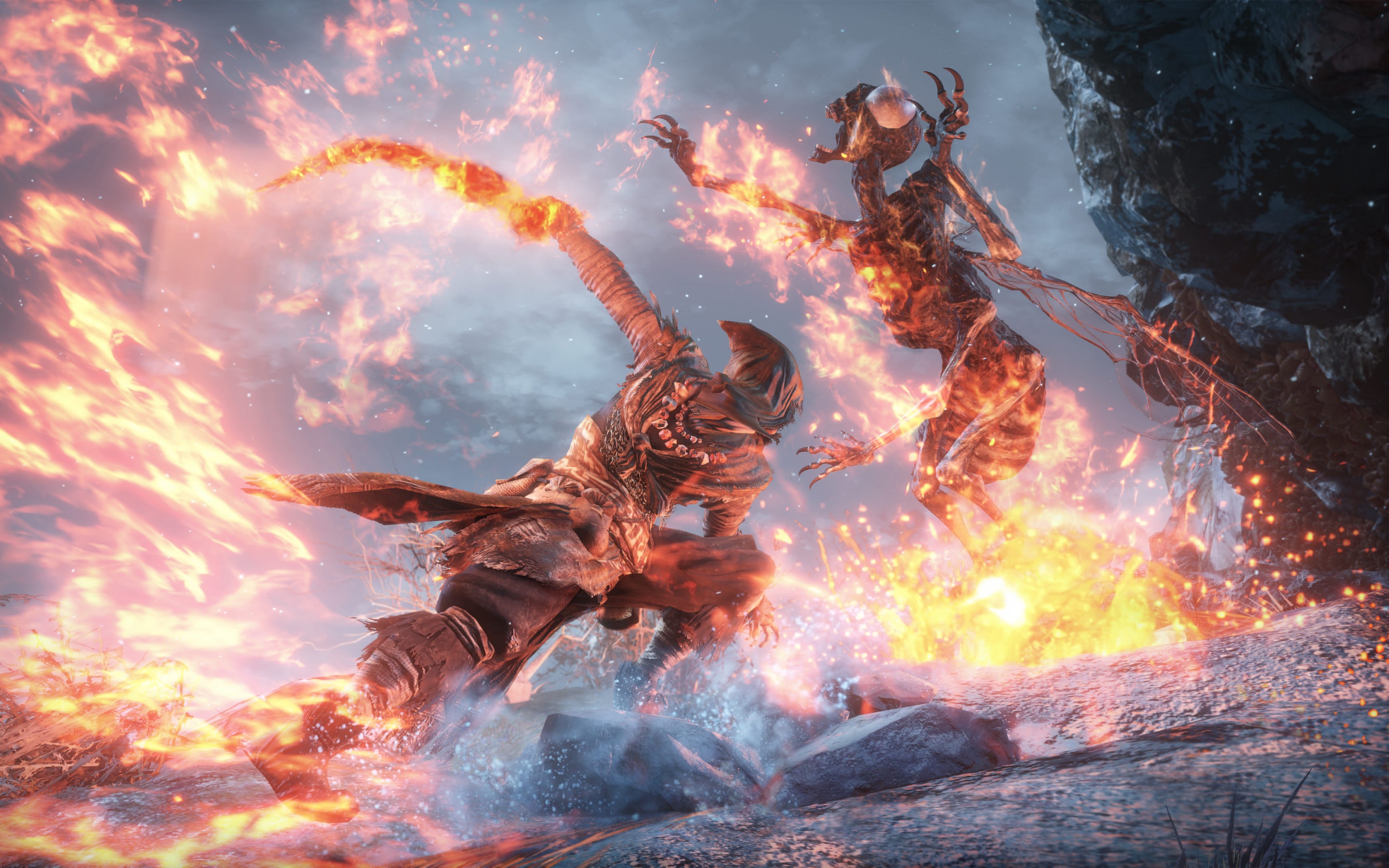 dark souls wallpaper,action adventure game,cg artwork,flame,geological phenomenon,demon