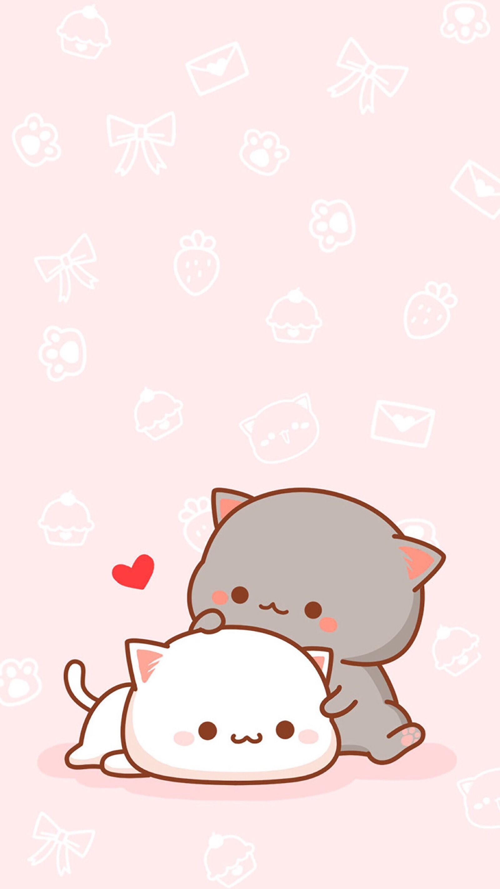 fondo de pantalla kawaii,dibujos animados,rosado,ilustración,hocico,gato