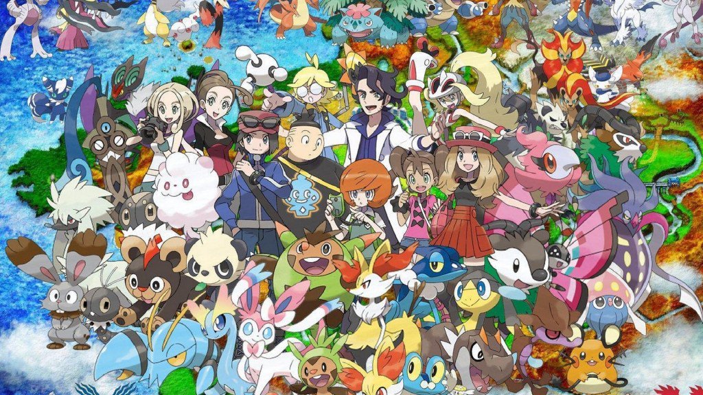 fond d'écran pokemon hd,dessin animé,dessin animé,art,illustration,foule