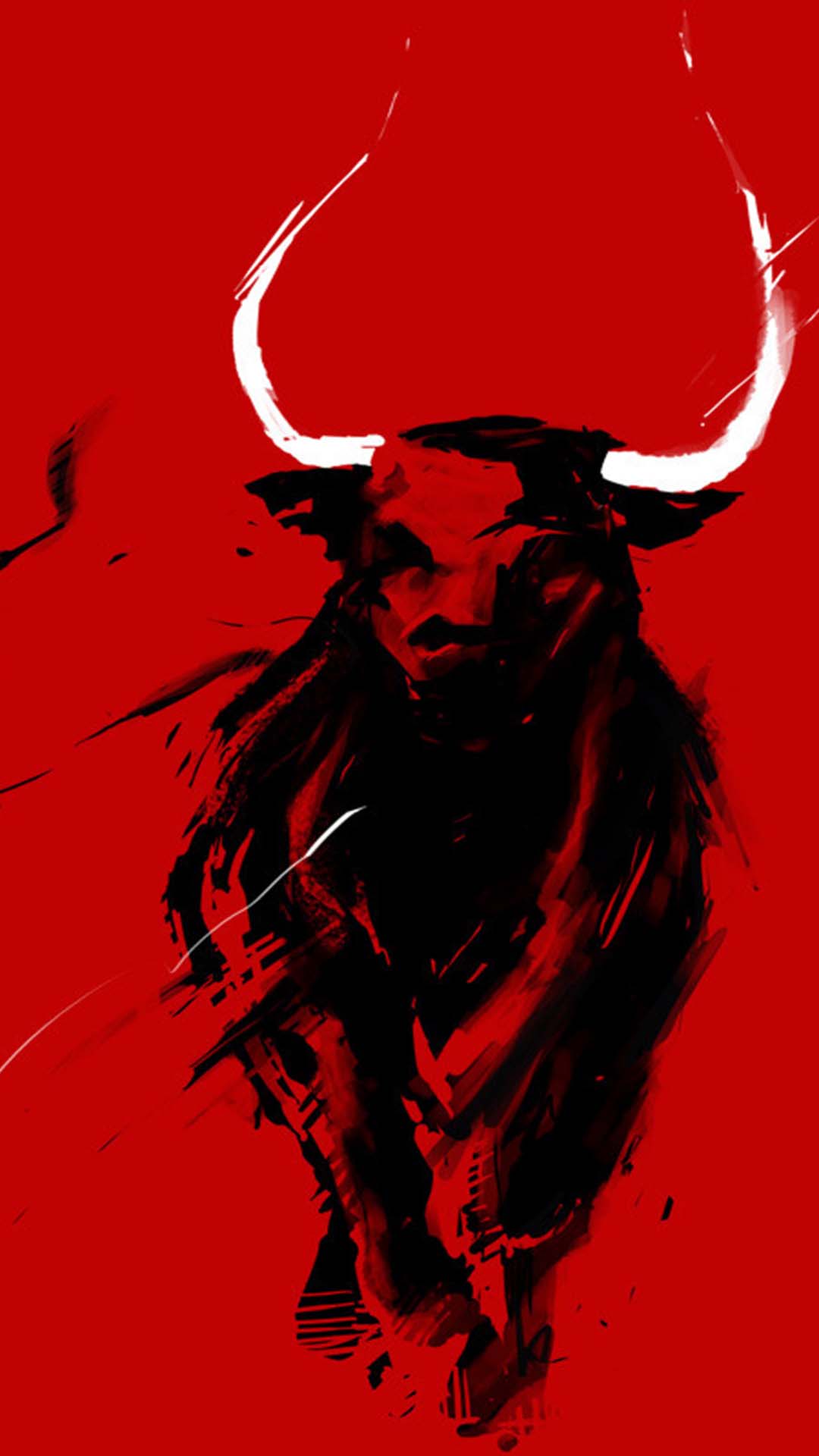 fondo de pantalla rojo hd,toro,cuerno,personaje de ficción,ilustración