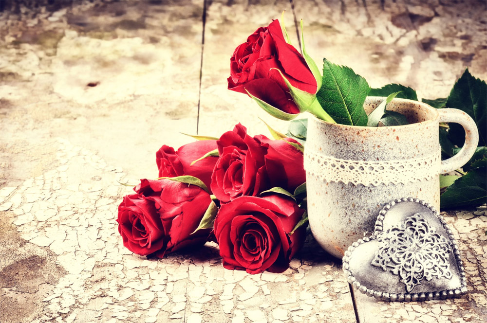 バレンタインデーの壁紙,カップ,赤,ローズ,花,庭のバラ