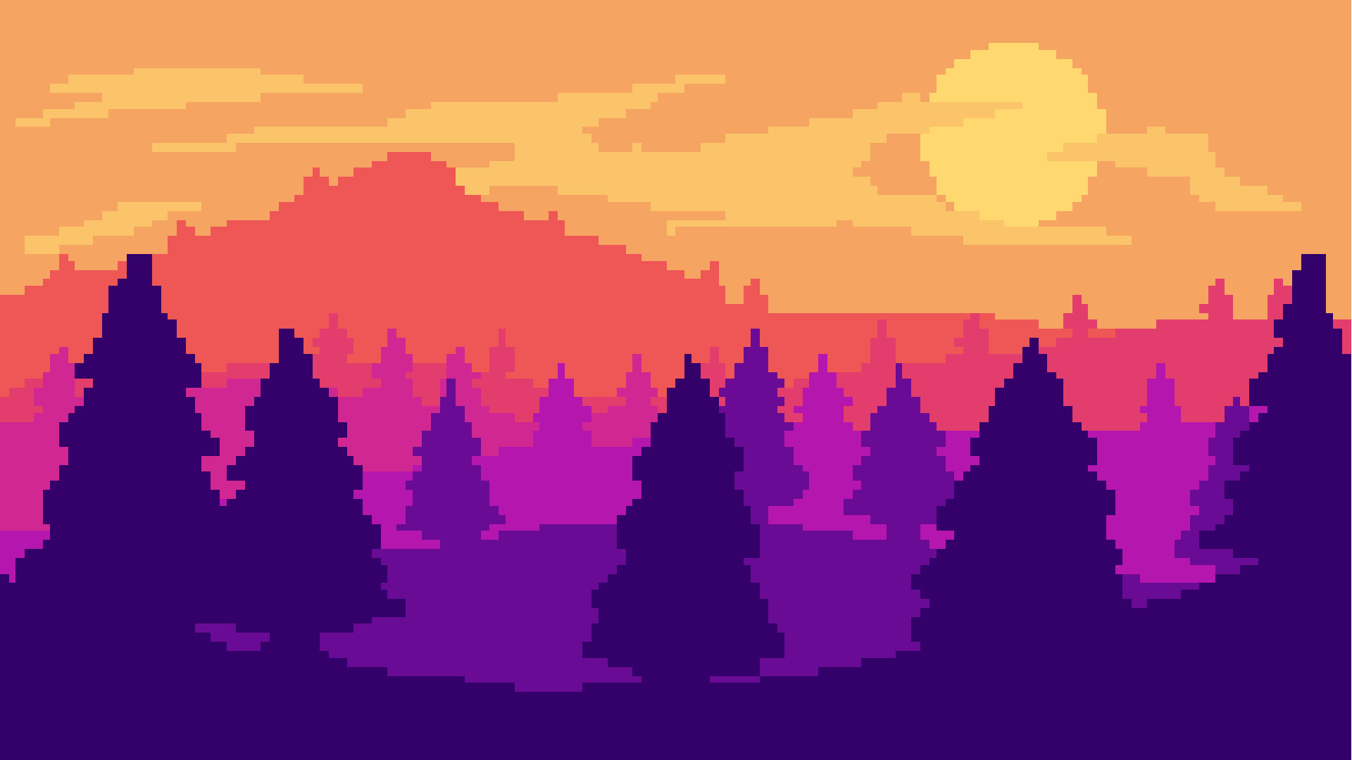 pixel wallpaper,himmel,lila,violett,silhouette,baum