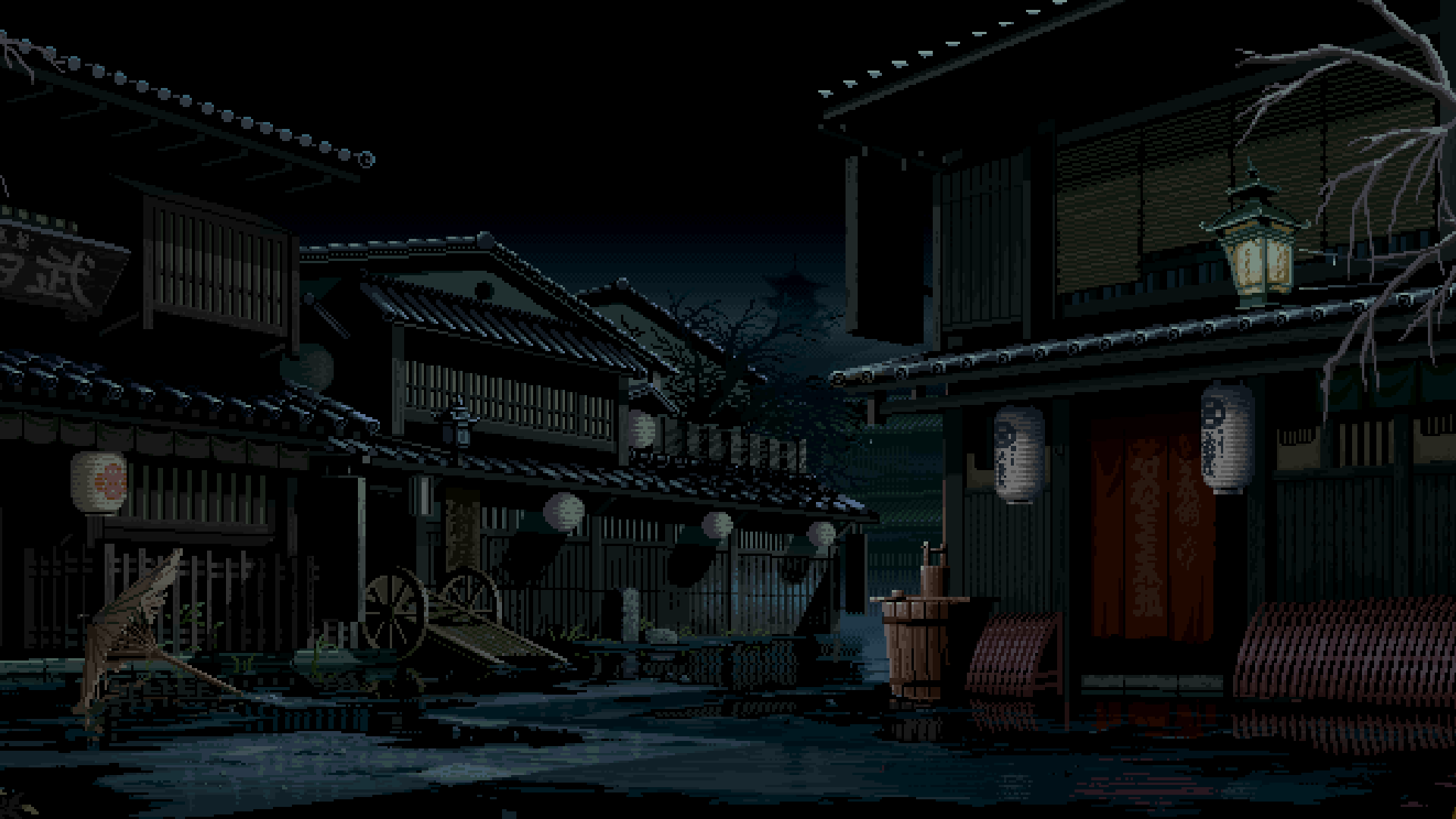 pixel wallpaper,darkness,screenshot,town,architecture,house