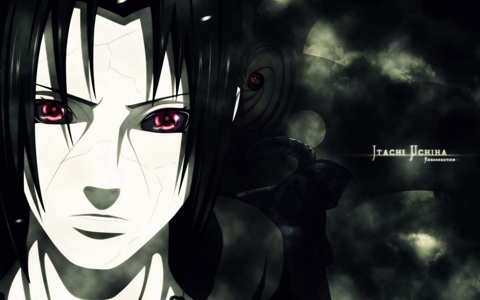 itachi wallpaper,anime,cartoon,cg artwork,black hair,monochrome