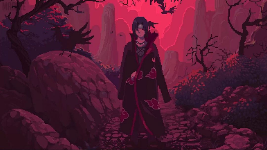 fondo de pantalla de itachi,rojo,rosado,ilustración,árbol,arte