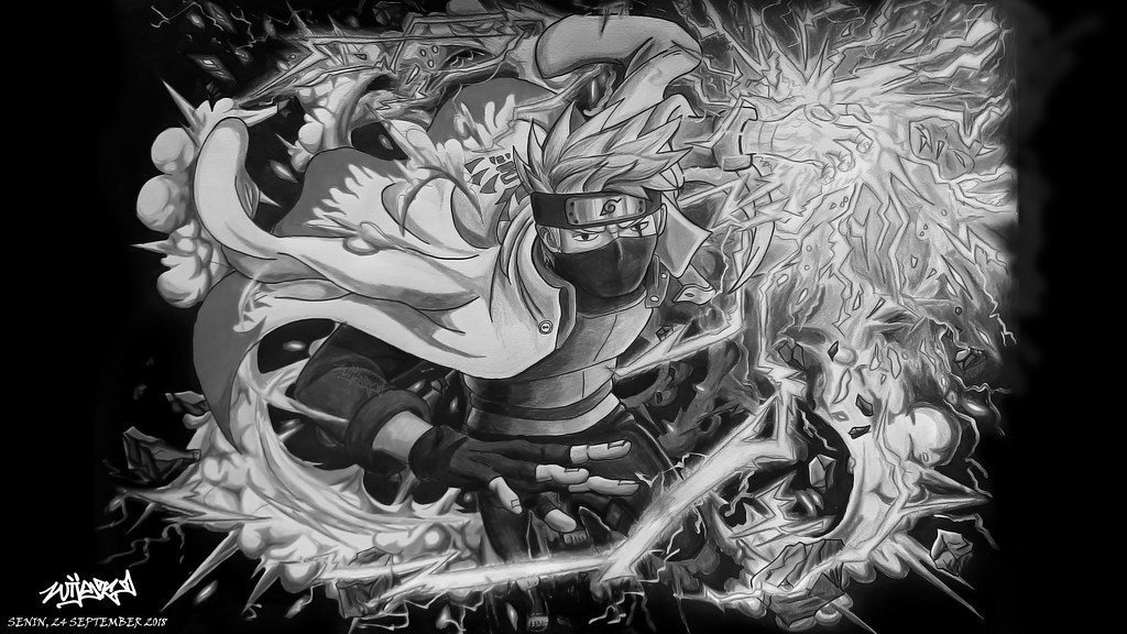 fondo de pantalla de kakashi,ilustración,arte,personaje de ficción,mitología,en blanco y negro