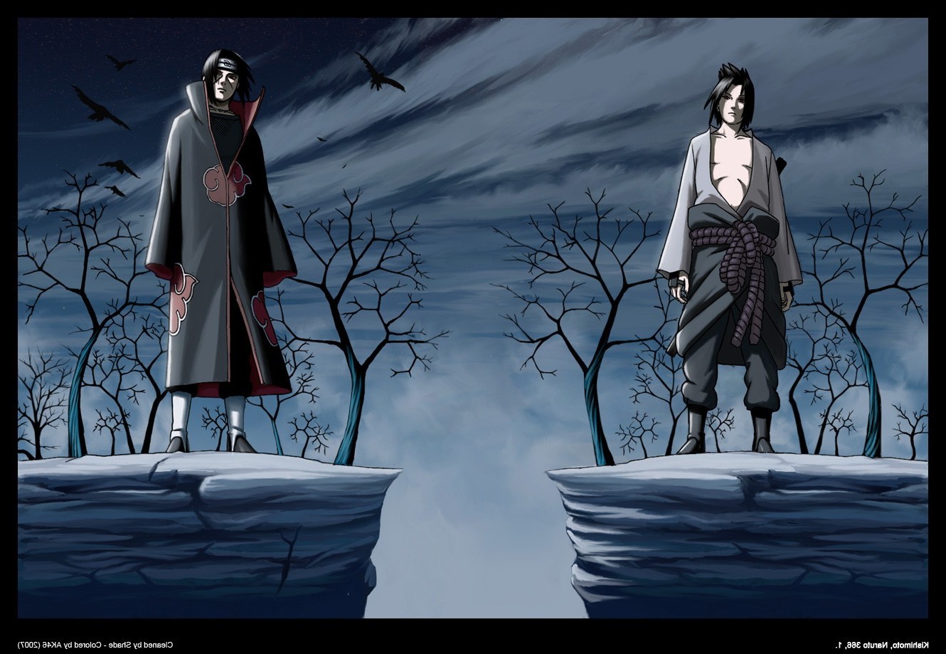 sasuke wallpaper,cg artwork,sky,digital compositing,tree,black hair