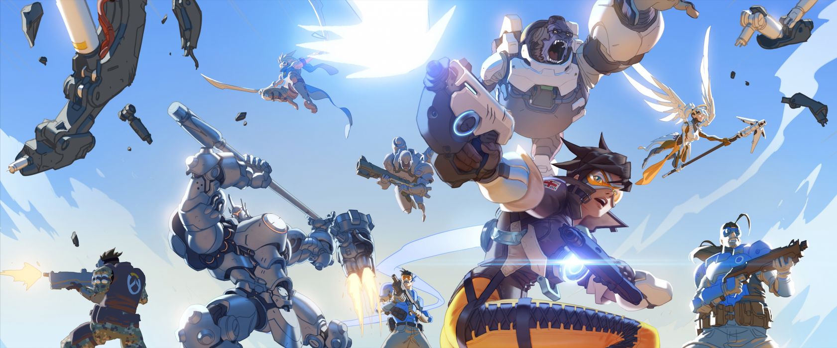 overwatch wallpaper,action adventure spiel,mecha,anime,cg kunstwerk,erfundener charakter