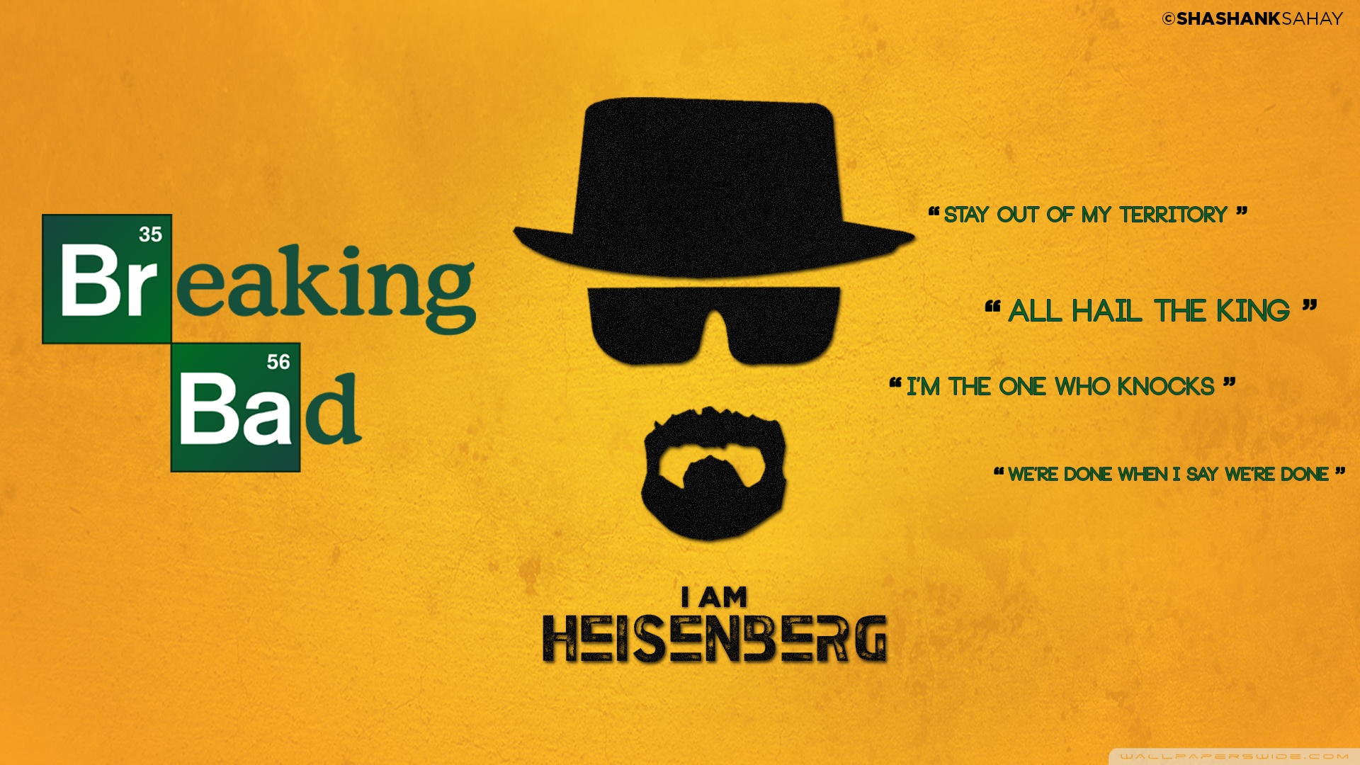 breaking bad wallpaper,text,yellow,font,hat,facial hair