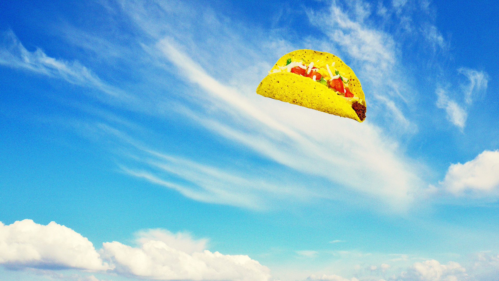 taco bell wallpaper,sky,cloud,daytime,parachute,yellow