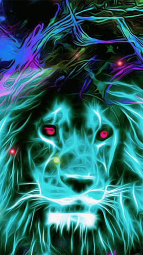 fond d'écran animados android,art psychédélique,art fractal,lion,félidés,gros chats