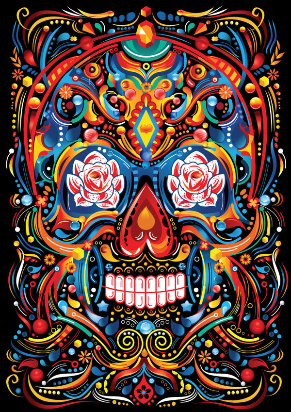 caveira mexicana wallpaper,psychedelic art,art,visual arts,pattern,illustration
