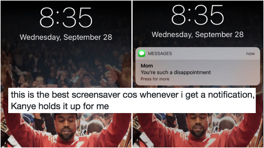 fond d'écran de notification kanye,gens,produit,texte,police de caractère,la technologie